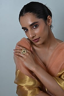 Gold Plated Multi-Colored Jadau Kundan Polki Ring