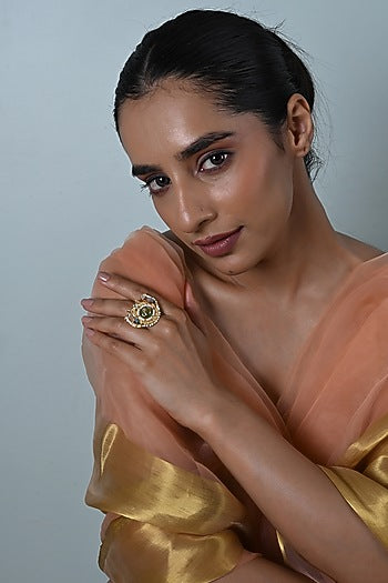 Gold Plated Multi-Colored Jadau Kundan Polki Ring