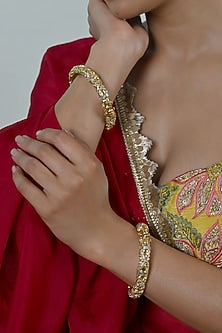 Gold Plated Mother Of Pearl Bangles (Set Of 2)