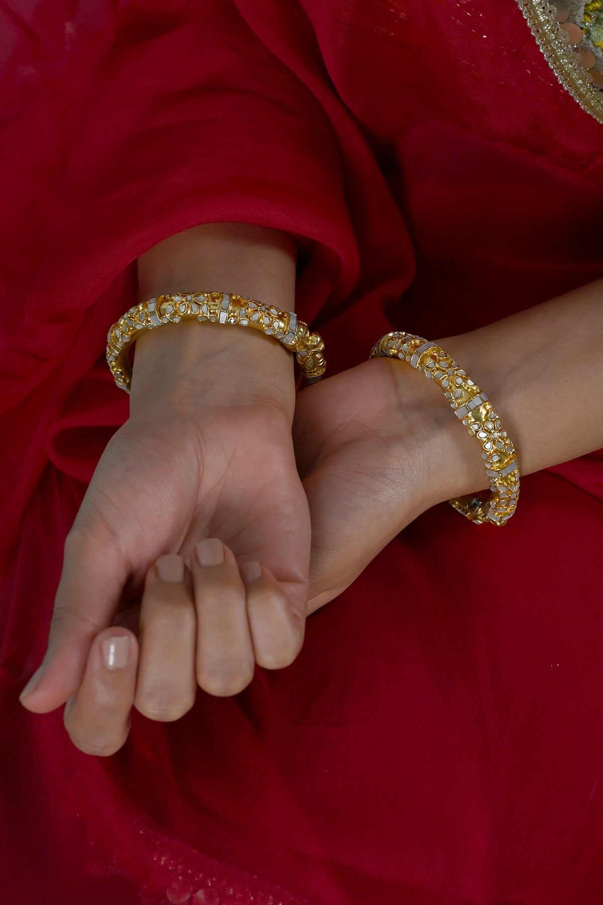 Gold Plated Mother Of Pearl Bangles (Set Of 2)