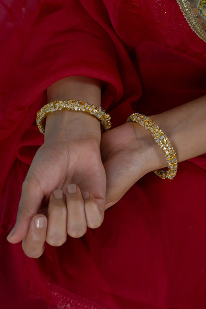 Gold Plated Mother Of Pearl Bangles (Set Of 2)