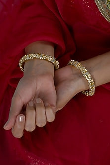 Gold Plated Mother Of Pearl Bangles (Set Of 2)