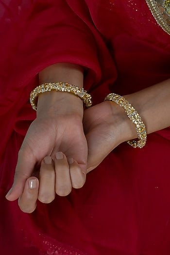 Gold Plated Mother Of Pearl Bangles (Set Of 2)
