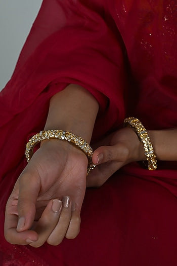 Gold Plated Mother Of Pearl Bangles (Set Of 2)