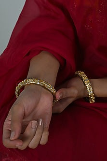 Gold Plated Mother Of Pearl Bangles (Set Of 2)