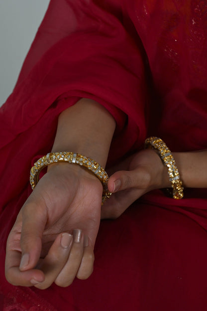 Gold Plated Mother Of Pearl Bangles (Set Of 2)