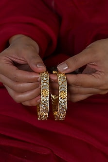Gold Plated Mother Of Pearl Bangles (Set Of 2)
