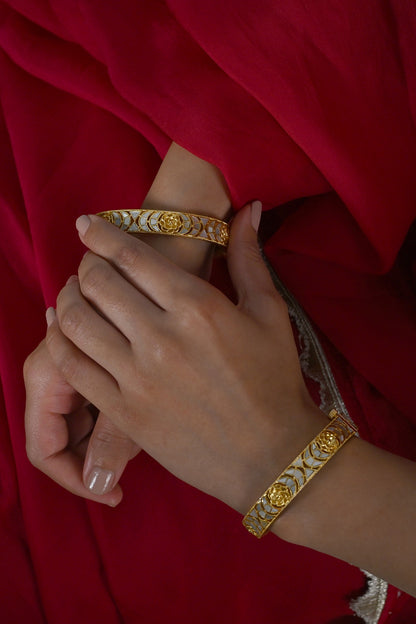 Gold Plated Mother Of Pearl Bangles (Set Of 2)
