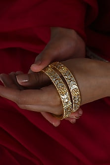 Gold Plated Mother Of Pearl Bangles (Set Of 2)