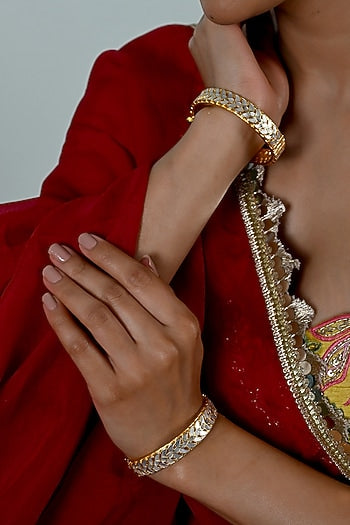 Gold Plated Mother Of Pearl Bangles (Set Of 2)