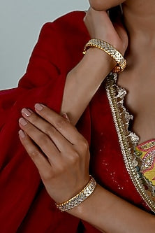 Gold Plated Mother Of Pearl Bangles (Set Of 2)