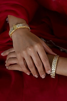 Gold Plated Mother Of Pearl Bangles (Set Of 2)