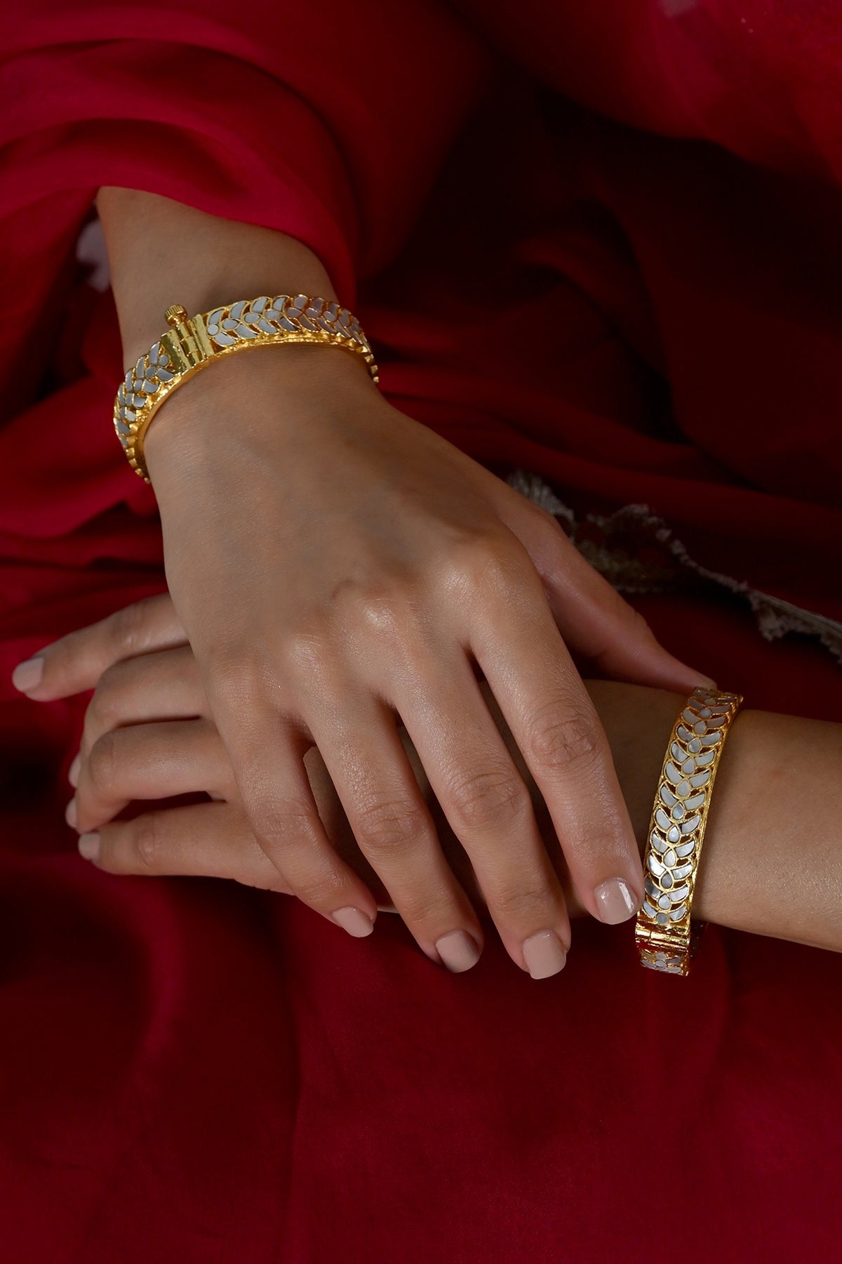 Gold Plated Mother Of Pearl Bangles (Set Of 2)