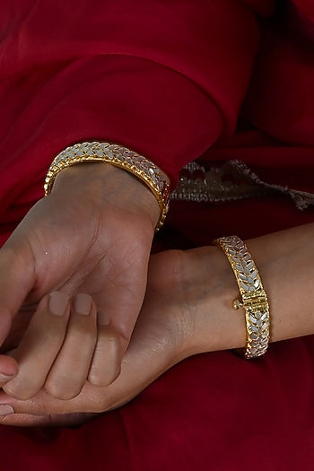 Gold Plated Mother Of Pearl Bangles (Set Of 2)