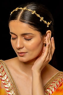 Gold Plated Kundan Polki & Semi-Precious Stone Headband