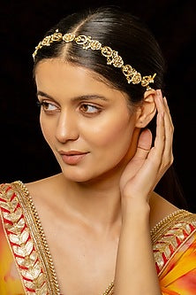 Gold Plated Kundan Polki & Semi-Precious Stone Headband