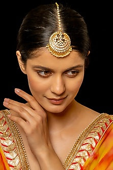 Gold Plated Kundan Polki & Semi-Precious Stone Maangtikka