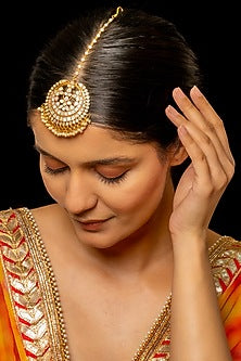 Gold Plated Kundan Polki & Semi-Precious Stone Maangtikka