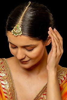 Gold Plated Kundan Polki & Semi-Precious Stone Maangtikka