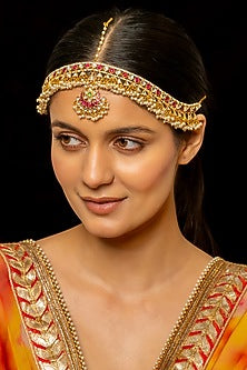 Gold Plated Kundan Polki & Semi-Precious Stone Mathapatti