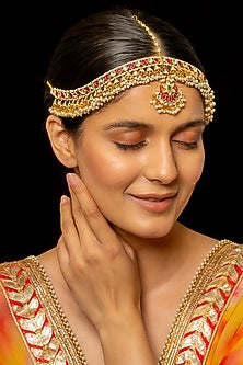 Gold Plated Kundan Polki & Semi-Precious Stone Mathapatti