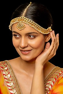 Gold Plated Kundan Polki & Semi-Precious Stone Mathapatti