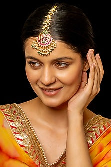 Gold Plated Kundan Polki & Semi-Precious Stone Maangtikka