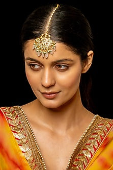 Gold Plated Kundan Polki & Semi-Precious Stone Maangtikka