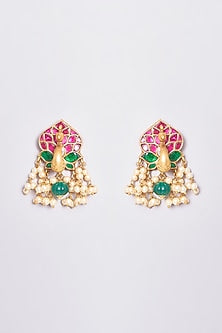 Gold Plated Kundan Polki Stud Earrings