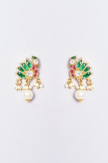 Gold Plated Kundan Polki Stud Earrings