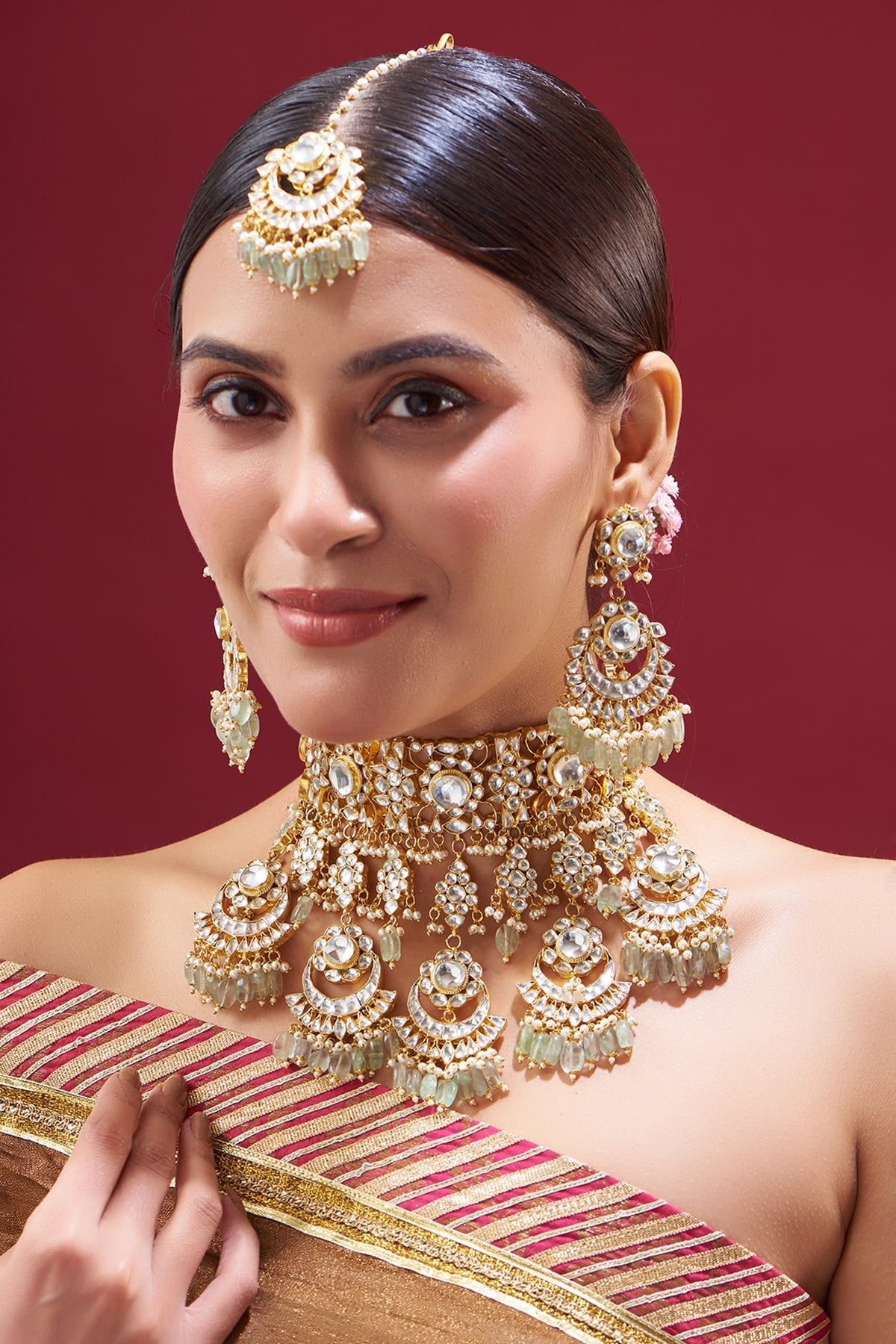 Gold Plated Kundan Choker Necklace Set