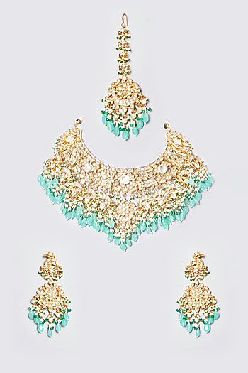 Gold Plated Semi Precious Stone Choker Necklace Set