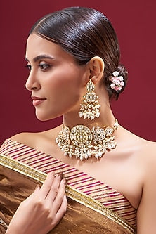 Gold Plated Kundan Choker Necklace Set