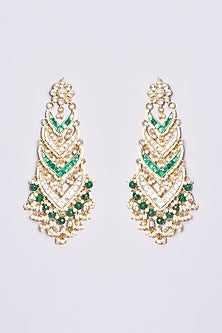 Gold Plated Kundan Polki Dangler Earrings