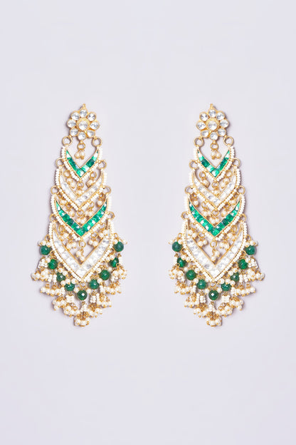 Gold Plated Kundan Polki Dangler Earrings