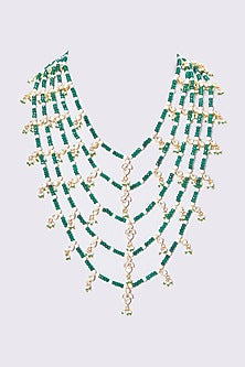 Gold Plated Kundan Polki Long Layered Mala