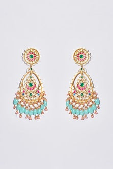 Gold Plated Kundan Polki Chandbali Earrings