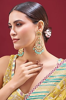 Gold Plated Kundan Polki Chandbali Earrings
