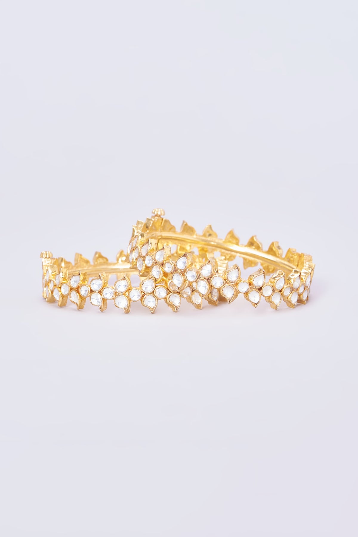 Gold Plated Kundan Bangles (Set of 2)
