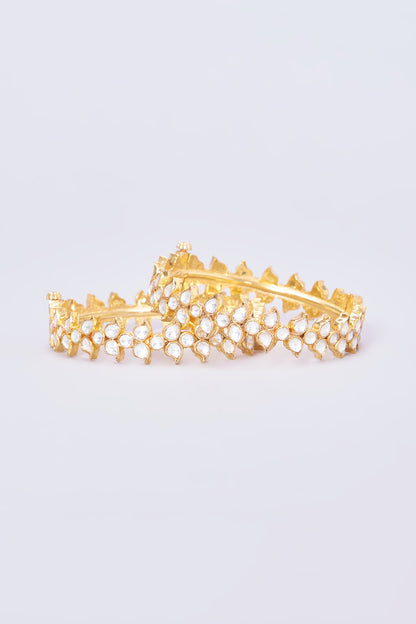Gold Plated Kundan Bangles (Set of 2)