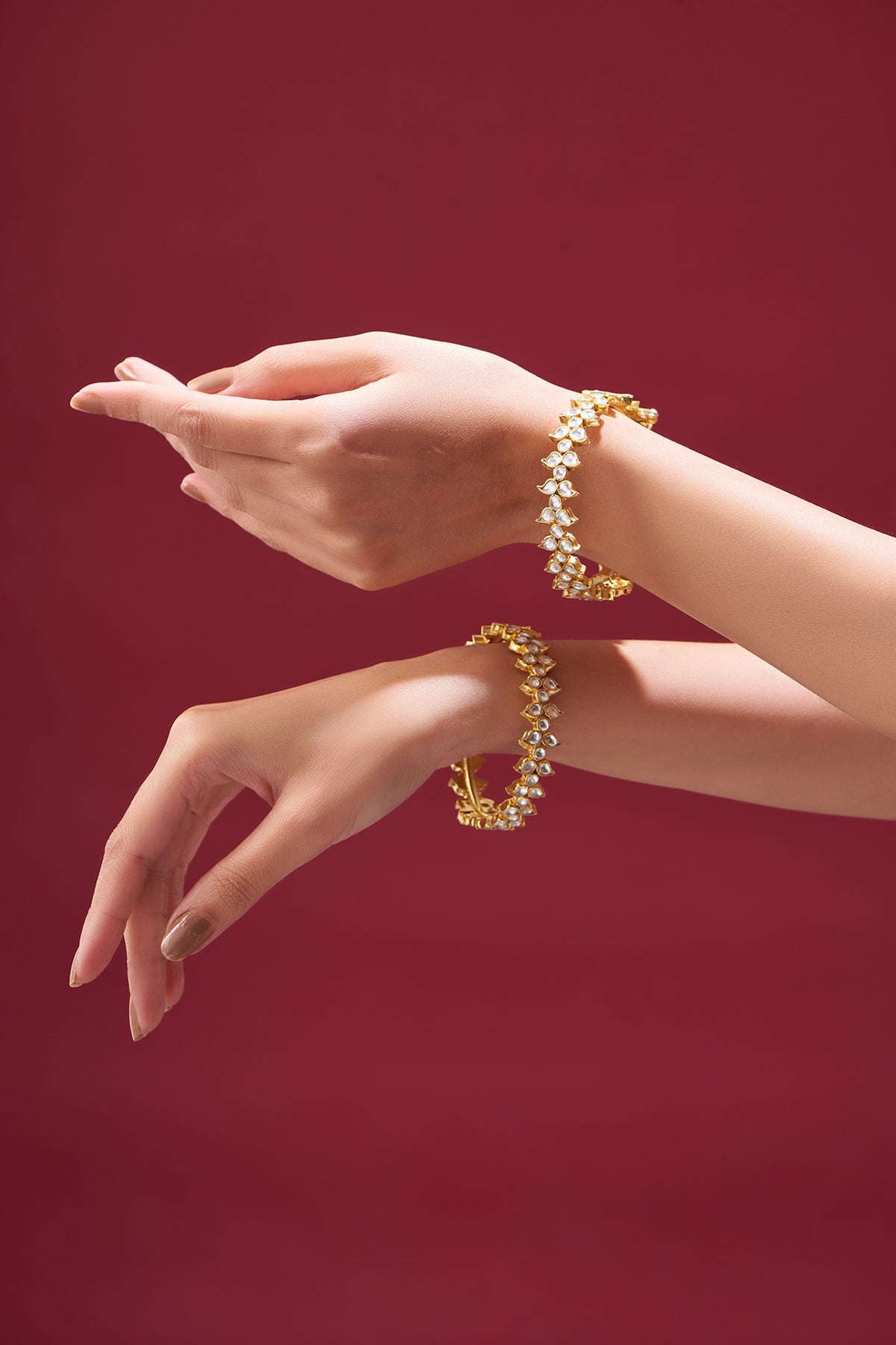 Gold Plated Kundan Bangles (Set of 2)