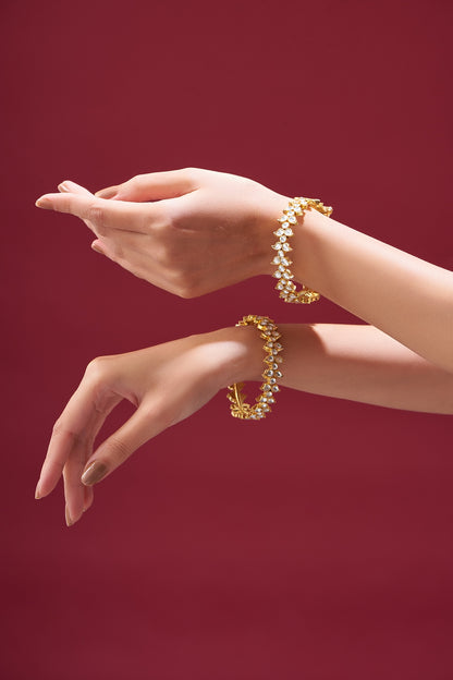 Gold Plated Kundan Bangles (Set of 2)