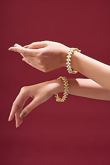 Gold Plated Kundan Bangles (Set of 2)