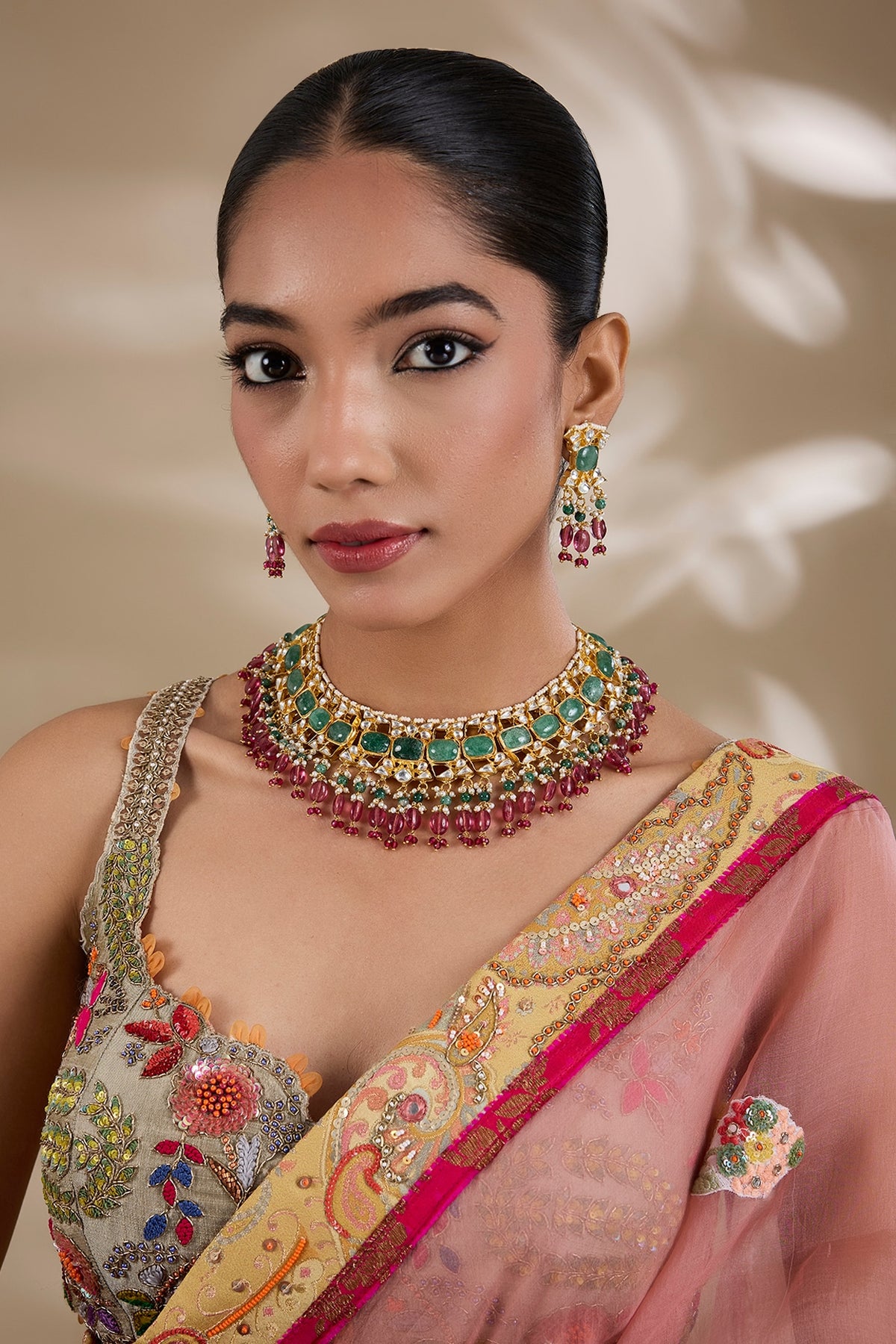 Gold Plated Kundan Polki Jadau Necklace Set