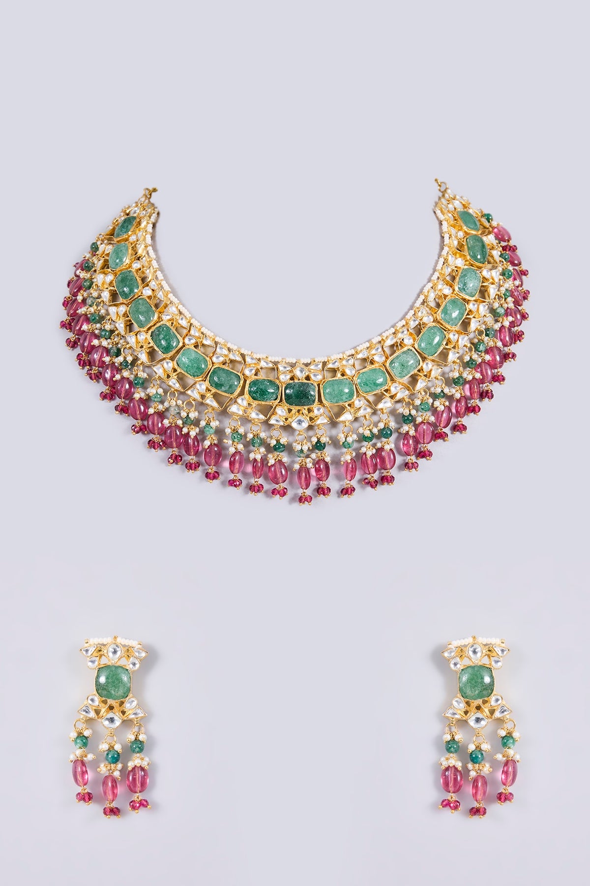 Gold Plated Kundan Polki Jadau Necklace Set