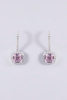 White Finish Zircon & Pink Stone Necklace Set