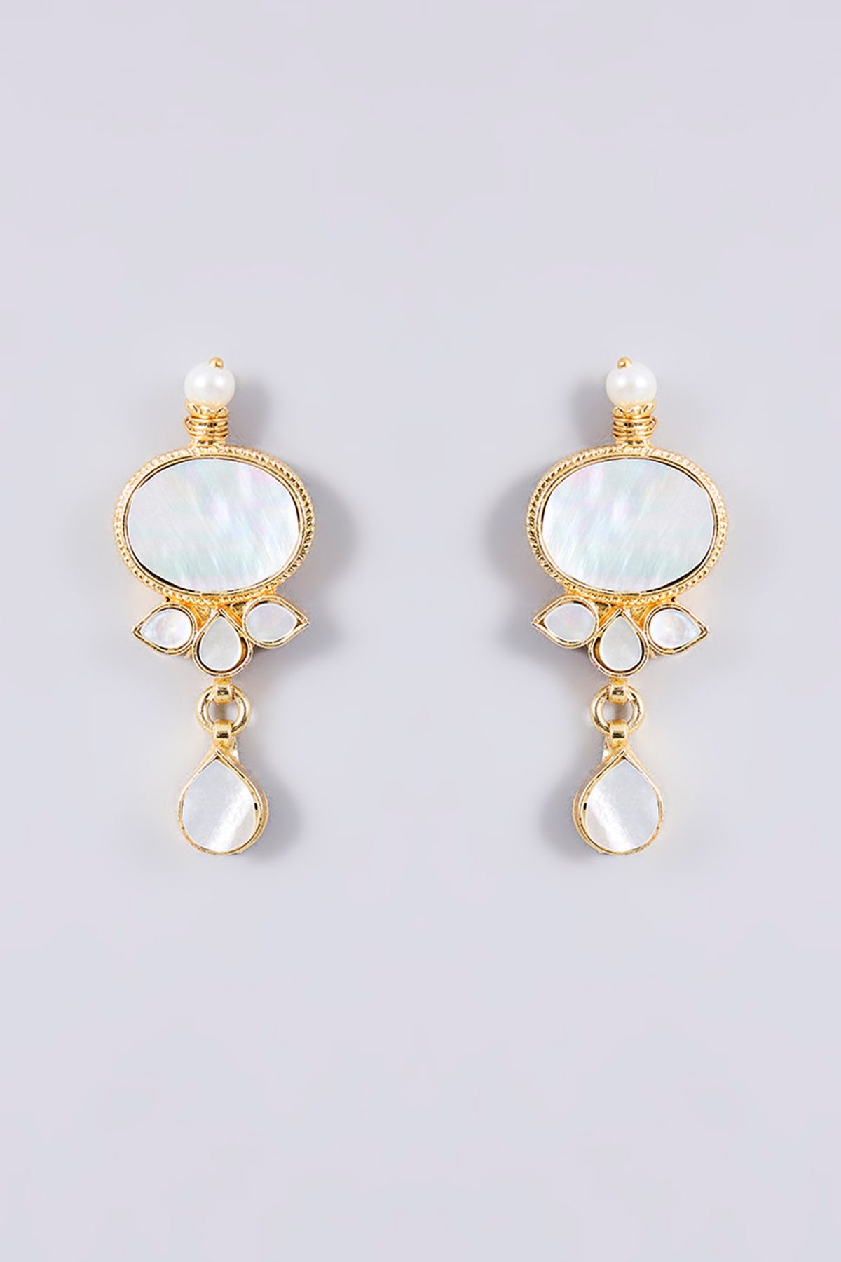 Gold Plated Mother Of Pearl & Semi-precious Stone Choker Necklace Set