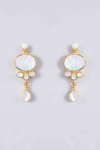 Gold Plated Mother Of Pearl & Semi-precious Stone Choker Necklace Set