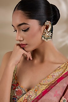 Gold Plated Mother Of Pearl & Semi-Precious Stone Earcuffs