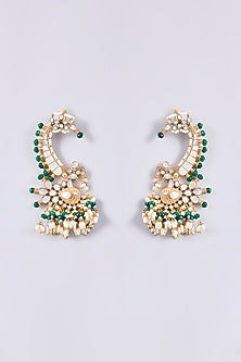 Gold Plated Mother Of Pearl & Semi-Precious Stone Earcuffs